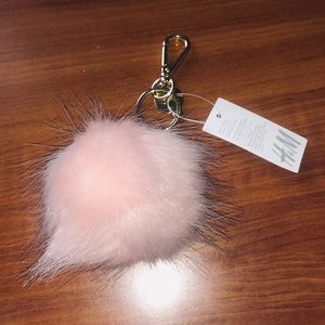H&M pink faux fur keychain